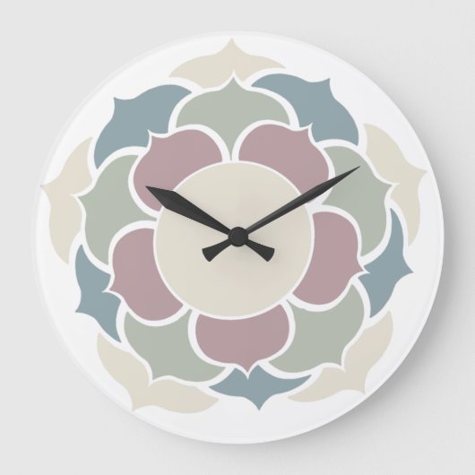 Lotus in Pastell Große Wanduhr (Vorderseite)