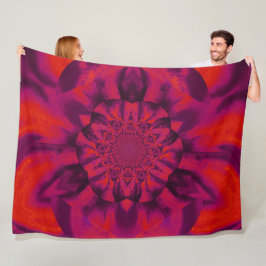Lotus in Red Satin Fleece Blanket