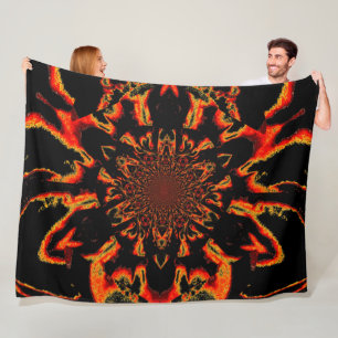 Lotus in Schwarz und Orange Satin Fleece Blanket