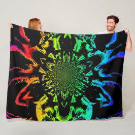 Lotus in Schwarz und Regenbogen Satin Fleece Blank