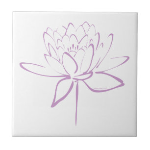 Lotus-Kalligraphie (Lavendel) Fliese
