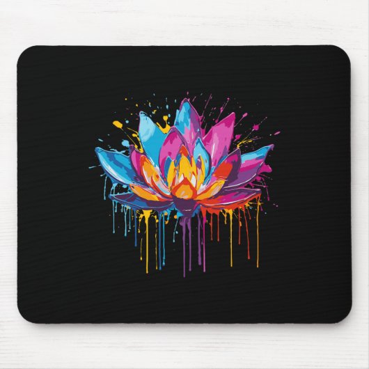 Lotus Kunst, Farbspritzer, Yoga Mousepad (Vorne)