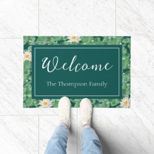 Lotus Lagoon Muster - Der weiße Lotus Fußmatte
