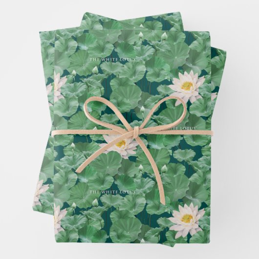 Lotus Lagoon Muster - Der weiße Lotus Geschenkpapier Set (Beispiel)