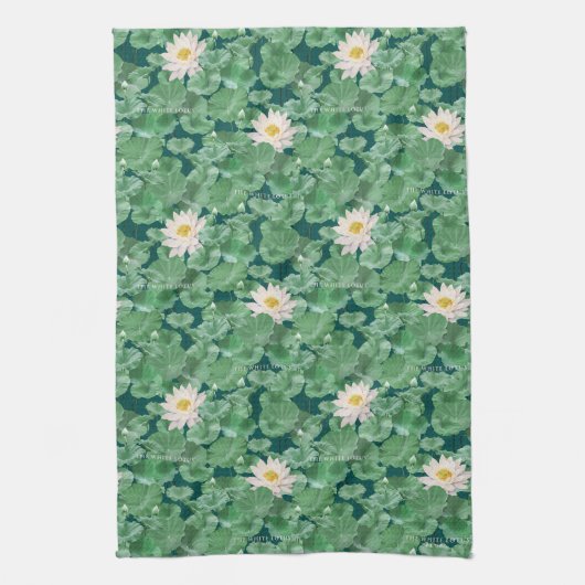 Lotus Lagoon Muster - Der weiße Lotus Geschirrtuch (Vertikal)