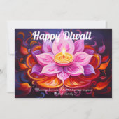 Lotus Lantern Light Diwali Card Einladung (Vorderseite)