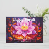 Lotus Lantern Light Diwali Card Einladung (Stehend Vorderseite)
