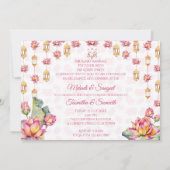 Lotus lanterns Indian wedding mehndi sangeet Einladung (Rückseite)