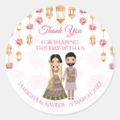 Lotus lanterns indische Hochzeit personalisierte G Runder Aufkleber (Vorderseite)