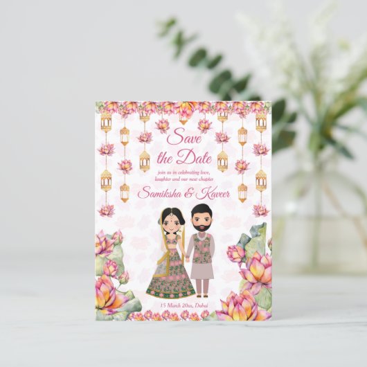 Lotus lanterns indische Hochzeit speichern das Dat (Stehend Vorderseite)