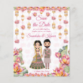 Lotus lanterns indische Hochzeit speichern das Dat (Vorderseite)