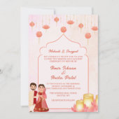 Lotus Lanterns Mehndi Sangeet Indian Wedding Einladung (Vorderseite)