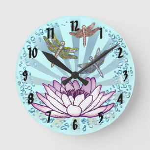 Lotus Libellen-Uhr Runde Wanduhr