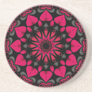 Lotus-Liebes-Mandala Rosa Schwarz Getränkeuntersetzer