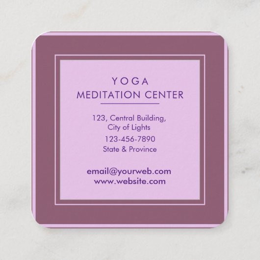 Lotus Lila Mandala Meditation Yoga Boho Quadratische Visitenkarte (Rückseite)