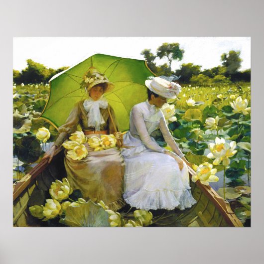 Lotus Lilies Charles Curran Landscape Poster (Vorne)