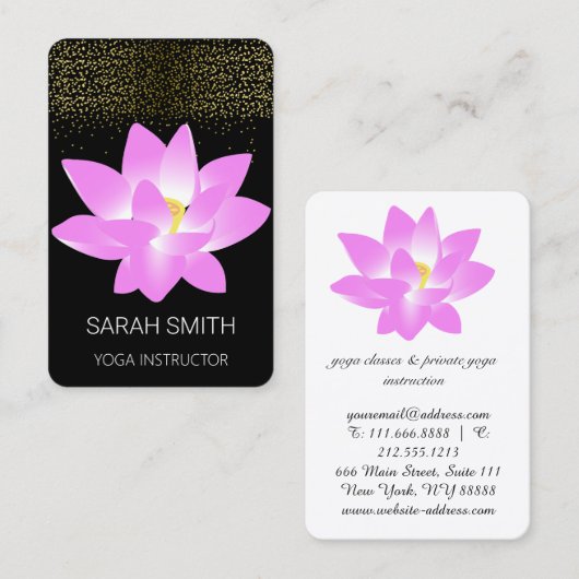 Lotus Lily Yoga Glitzer Visitenkarte (Vorne/Hinten)