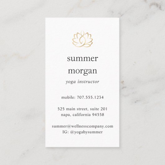 Lotus-Logo für Navy und Gold | Yoga Wellness Massa Visitenkarte (Rückseite)