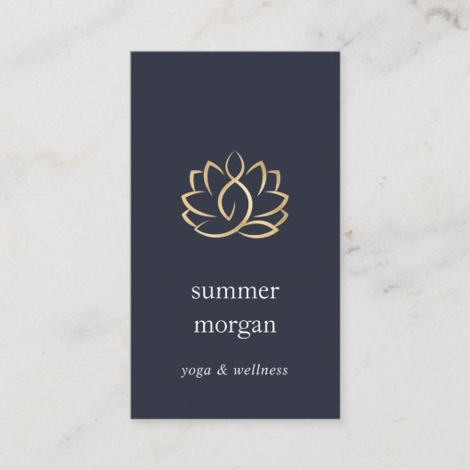 Lotus-Logo für Navy und Gold | Yoga Wellness Massa Visitenkarte (Vorderseite)