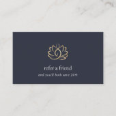 Lotus-Logo für Navy und Gold | Yoga Wellness Welln Empfehlungskarte (Vorderseite)