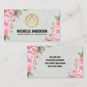 Lotus-Logo | Pinke Blumen | Handfläche Visitenkarte (Vorne/Hinten)