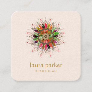 Lotus-Lotus-Blume-Logokombination Heilung Yoga-Mas Quadratische Visitenkarte