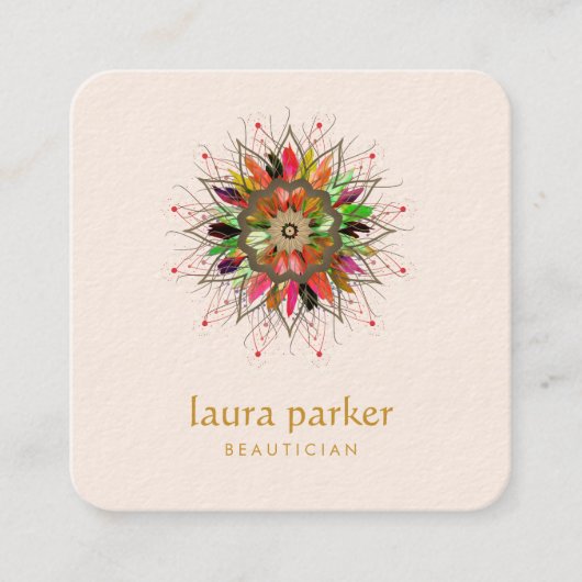 Lotus-Lotus-Blume-Logokombination Heilung Yoga-Mas Quadratische Visitenkarte (Vorderseite)