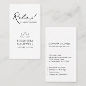 Lotus-Lotus-Logo für Massage Therapy Schwarz und W Visitenkarte (Vorne/Hinten)