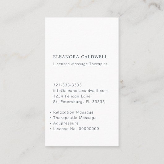 Lotus-Lotus-Logos für Massagetherapie, grau auf we Visitenkarte (Rückseite)