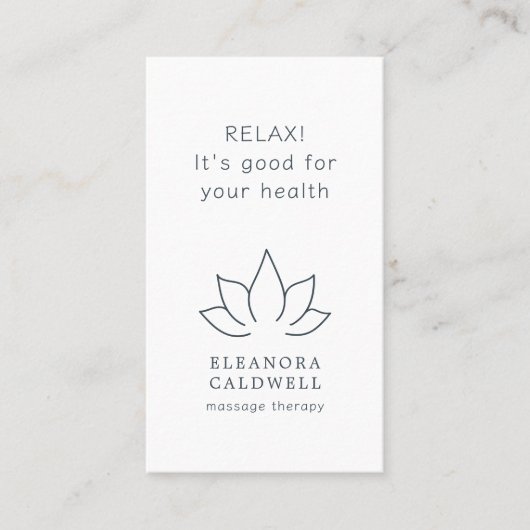 Lotus-Lotus-Logos für Massagetherapie, grau auf we Visitenkarte (Vorderseite)