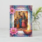 Lotus Lounge Diwali Greeting Card Einladung (Stehend Vorderseite)