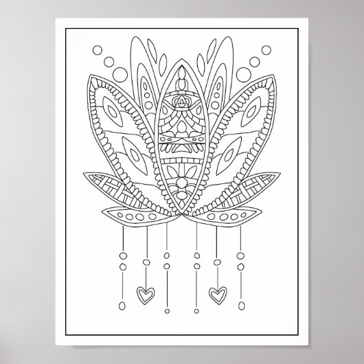 Lotus Mandala Adult Coloring Poster (Vorne)