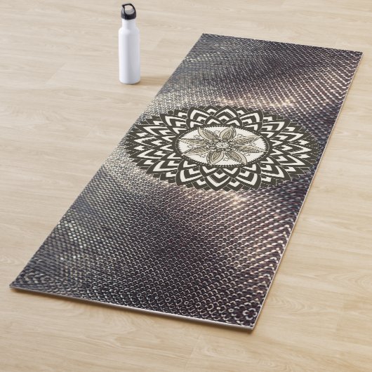 Lotus Mandala auf Schimmery Silver und Black Yogamatte (Beispiel)