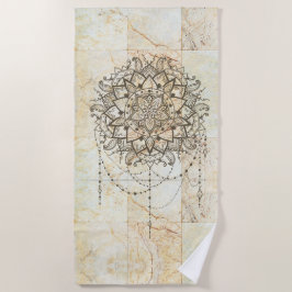 Lotus Mandala auf Tan Marble Strandtuch