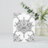 Lotus Mandala Blumenmuster Erwachsene Farbgebung Postkarte (Stehend Vorderseite)