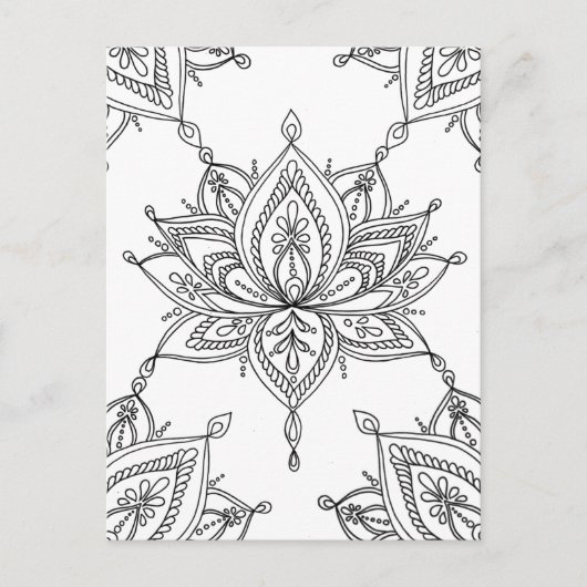 Lotus Mandala Blumenmuster Erwachsene Farbgebung Postkarte (Vorderseite)