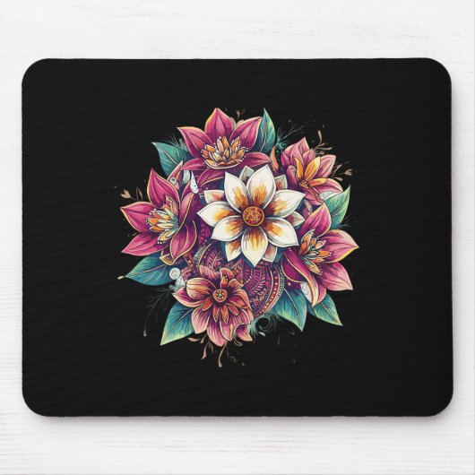 Lotus-Mandala-Boho-Blumen-Yoga-Meditation-Zen Mousepad (Vorne)