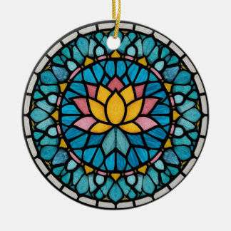 Lotus-Mandala-Buntglas Keramik Ornament