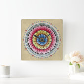 Lotus Mandala Clock Quadratische Wanduhr (Zuhause)