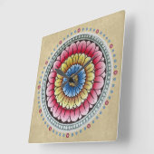 Lotus Mandala Clock Quadratische Wanduhr (Winkel)