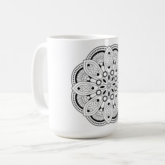 Lotus Mandala Design Kaffeetasse (Vorderseite Links)