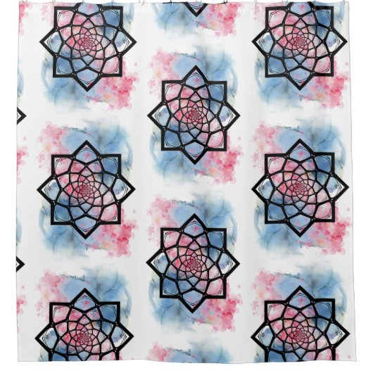 Lotus Mandala Duschvorhang (Vorderseite)