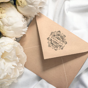 Lotus Mandala Familienname Rücksendeadresse Gummistempel