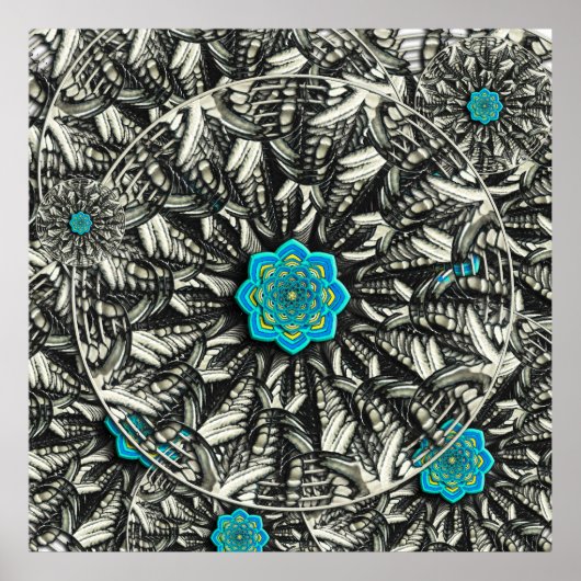 Lotus Mandala Fraktal Poster (Vorne)