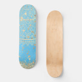 Lotus Mandala Glitzer Gold Stars auf Türkis Skateboard (Vorderseite)