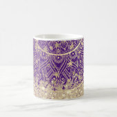 Lotus Mandala Gold Stars auf Lila Kaffeetasse (Mittel)