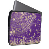 Lotus Mandala Gold Stars auf Lila Laptopschutzhülle (Vorne Rechts)