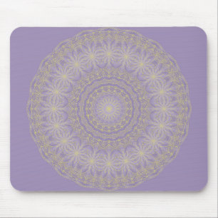 Lotus Mandala in Lilac und Gold Mousepad