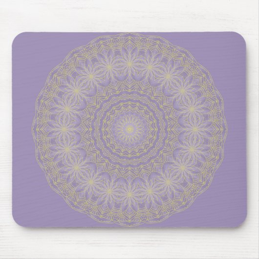 Lotus Mandala in Lilac und Gold Mousepad (Vorne)