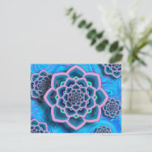 Lotus Mandala in Rosa und Aqua Postcard Postkarte (Stehend Vorderseite)